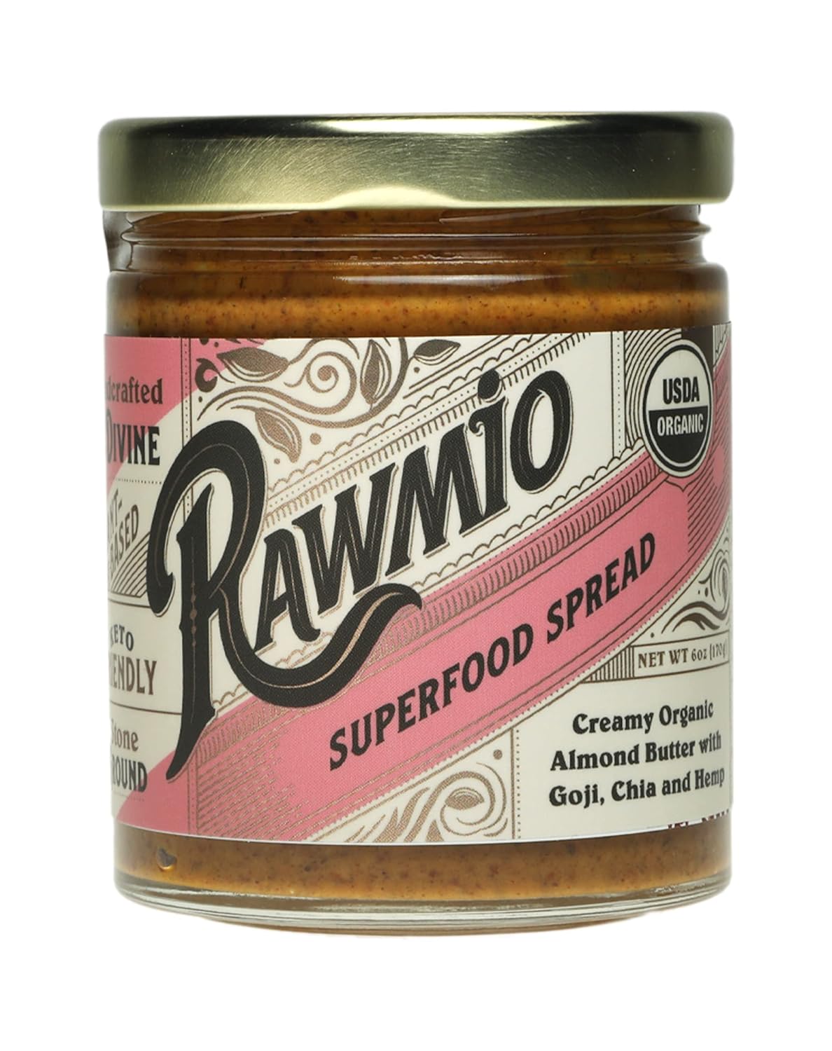 Rawmio Superfood Spread, 6 oz. Jar, 6 Serving per Jar - Raw, Organic, Vegan, Gluten-Free