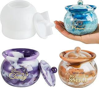 ISSEVE Silicone Jars Molds with Lids for Epoxy Resin Casting, Candy Jewelry Storage Boxes, Home Decoration, DIY Crafts