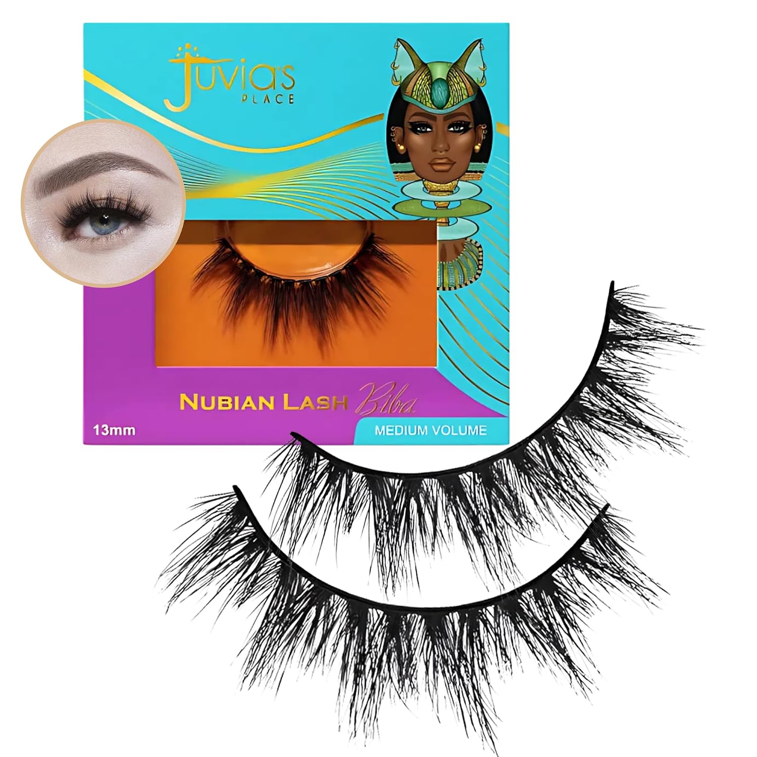 Juvia's Place Nubian Eyelashes Biba - Eyelash Extension for Day or Night Use, Vegan Mink Lashes, Cruelty-Free Fluffy Lashes, Reusable Adhesive Eyelashes, Matte Black Mink Eyelashes Natural Look