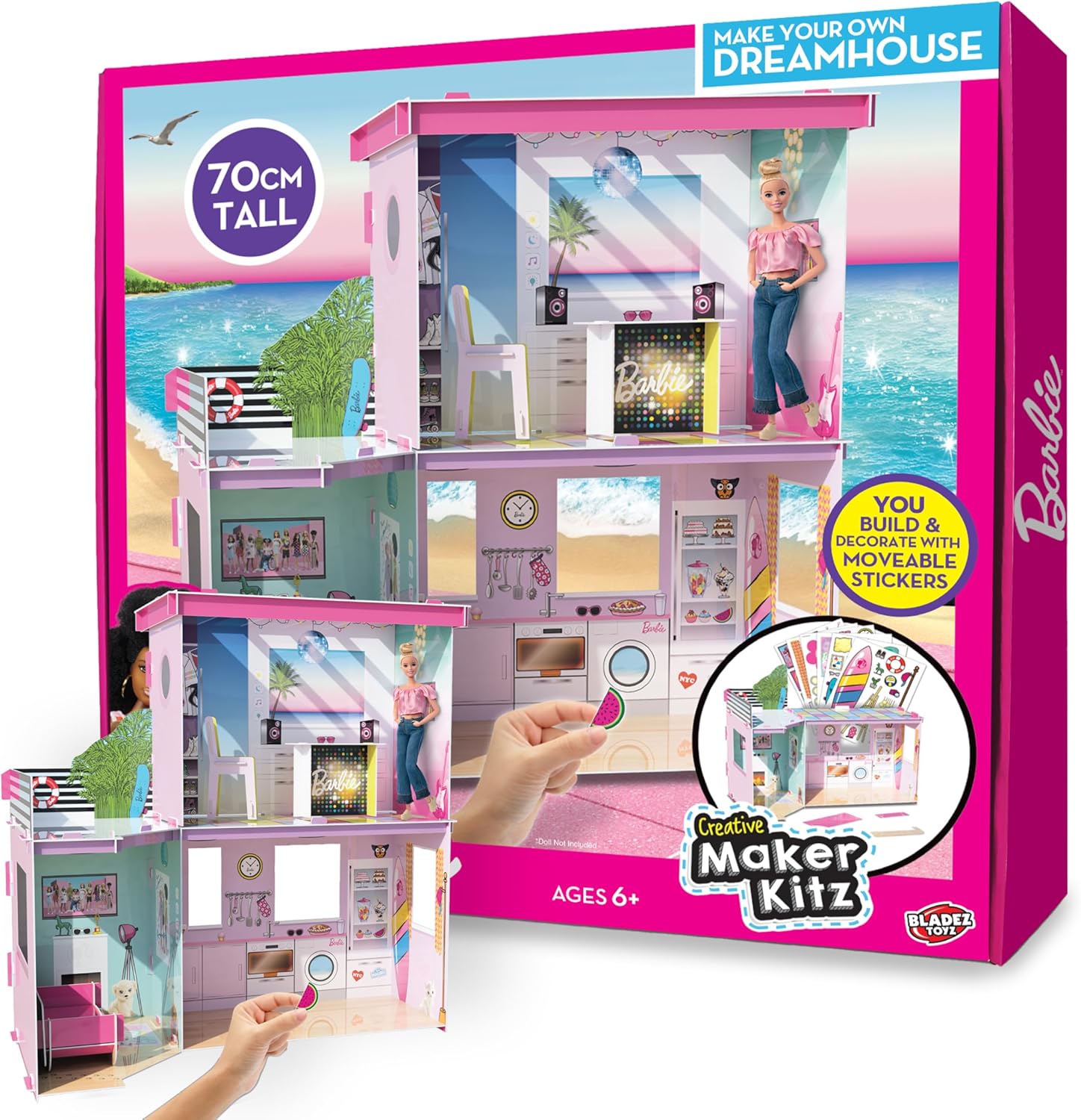 BLADEZ Barbie Dreamhouse, Make Your Own/Build Your Own Dream House, Customisable doll house with reusable stickers, Creative Maker Kitz by Bladez Toyz