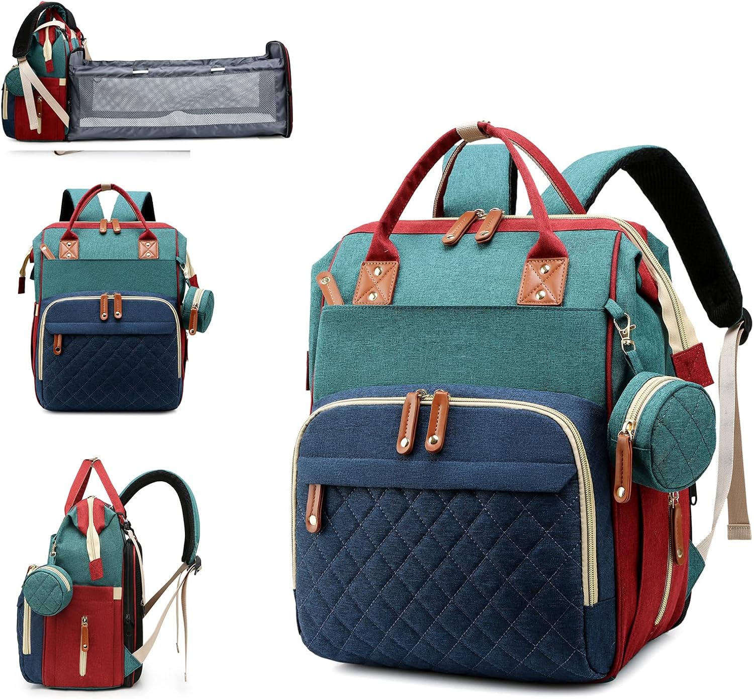 Baby Diaper Bag Backpack with Changing Station, Waterproof Baby Bags for Boys Girls, USB Charging Port, Baby Shower Gifts, RGB