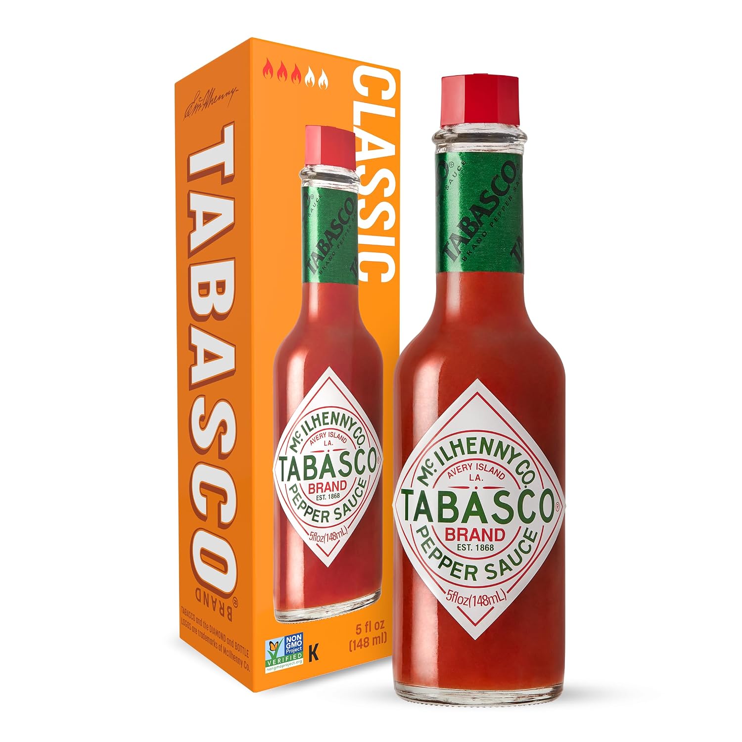 TABASCO Brand Original Red Pepper Hot Sauce, Medium Heat, Glass Bottle, Classic & Versatile Flavor, Three Simple Ingredients, Great for Dips, Tacos, Eggs, Pizza, Oysters & More, 5 Fl Oz (Pack of 1)