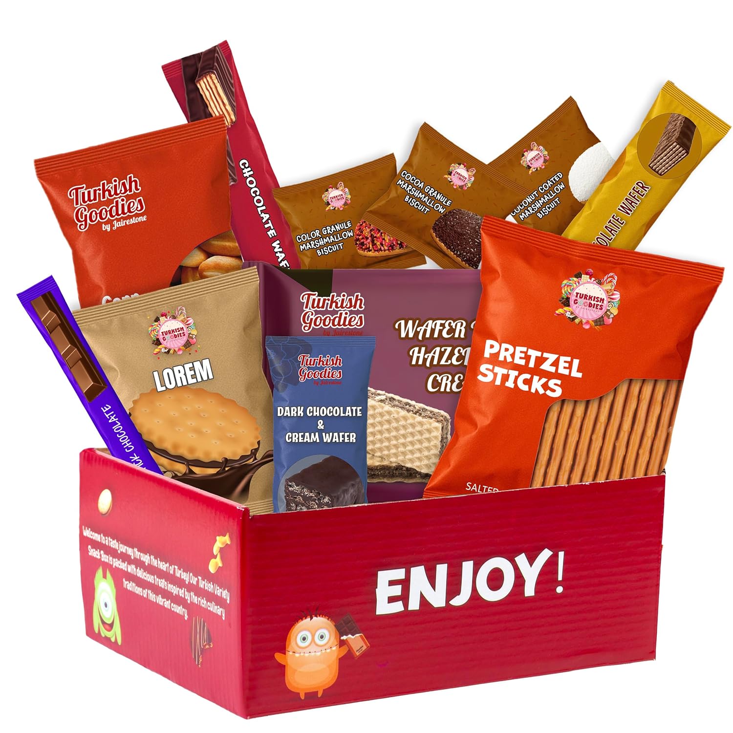 Around the World Snack Box – 12ct Halal Turkish Snacks & Candies – International Mystery Pack – Foreign Treats from Different Countries