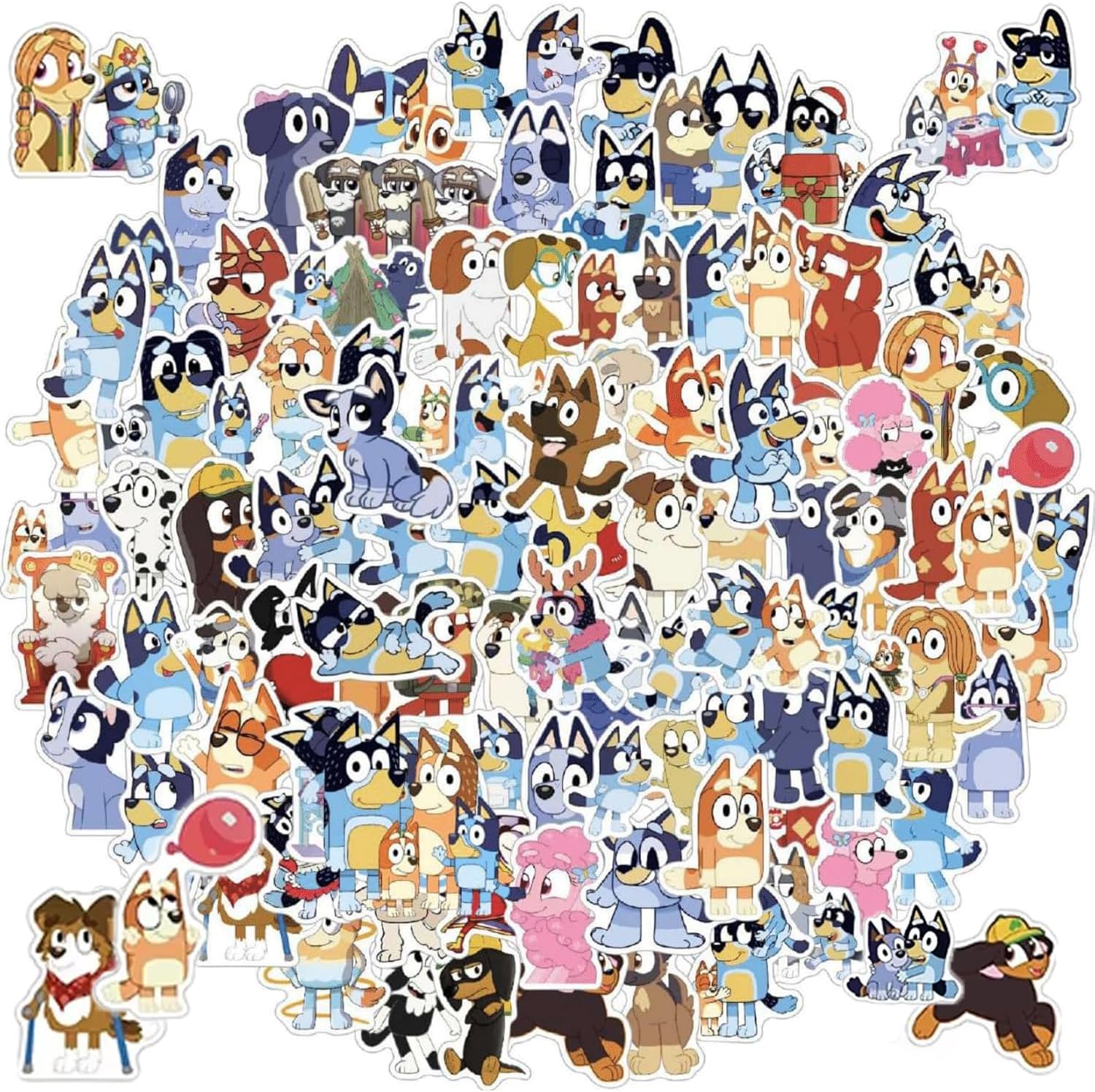 100 Cartoon Stickers Colorful Aesthetic VSCO Vinyl/PVC Waterproof Decals for Water Bottle, Phone, Case, Laptop, Skateboard, Gift for Kids, Teens, Boys and Girls (Blue 100)