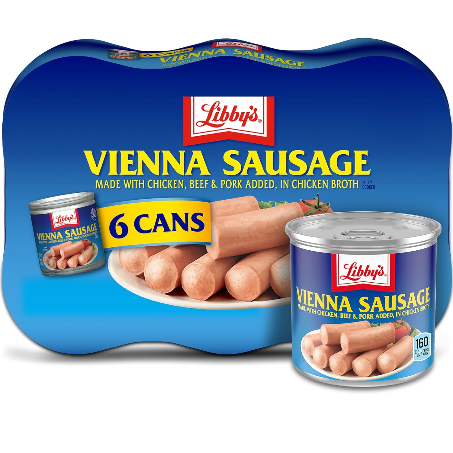 Libby's Vienna Sausage, Ready to Eat Canned Meat, 10g Protein Per Serving, 4.6 oz. Can (Bulk Pack of 6)