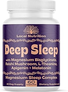 Natural Sleep Aid with Magnesium Glycinate 500mg Reishi Mushroom 350mg L-Theanine 300mg Apigenin 50mg Melatonin 3mg - Magnesium Sleep Supplement for Sleep Support, Deep Sleep - 60 Capsules Made in USA