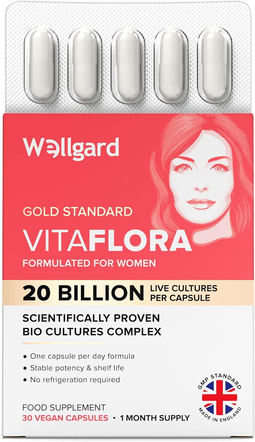 Wellgard Vitaflora Probiotics for Women - Scientifically Proven Bio Cultures for Women’s Intimate Flora, 30 Capsules, Made in UK