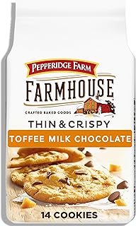 Pepperidge Farm Farmhouse Thin & Crispy Toffee Milk Chocolate Cookies, 6.9 Ounce Bag