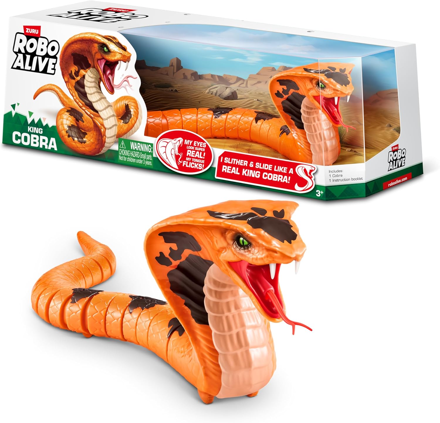Robo Alive King Cobra by ZURU, Battery-Powered Robotic Moving Snake Toy, Realistic Snake Features, Ages 3+
