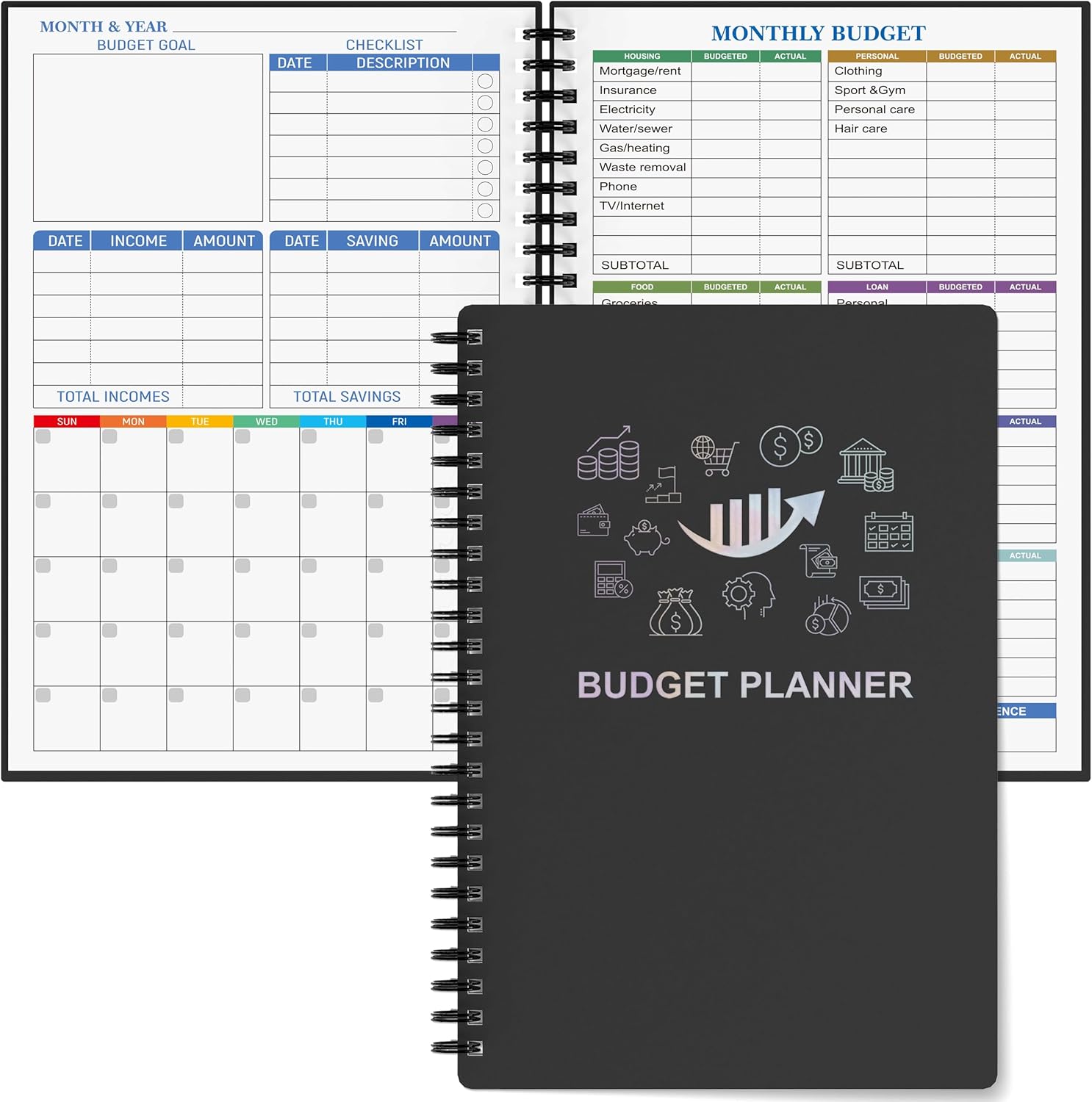 Budget Planner - Monthly Finance Organizer with Expense Tracker Notebook to Manage Your Money Effectively, Undated Finance Planner/Account Book, Start Anytimem,A5(8.6x5.9 inchs),100gsm Paper - Silvery