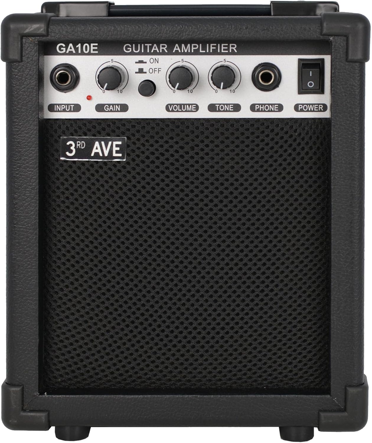 3rd Avenue 10W Guitar Amplifier with Headphone Output, Overdrive Switch, Tone Control – Portable Compact Practice Amp – Black