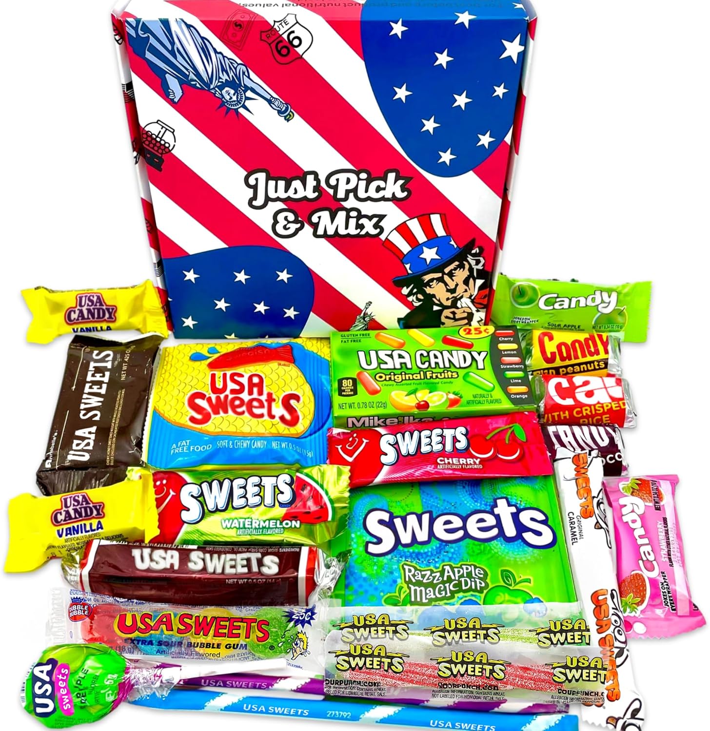American Sweets and Chocolate Gift Box, Full of Well Known American Chocolate and USA Candy For Birthdays, Get Well Soon and Thank you