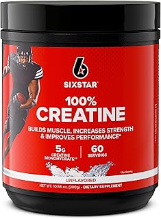 Six Star 100% Creatine Monohydrate Powder - Unflavored Micronized Creatine Monohydrate Supplement for Workout Performance, Muscle Building & Strength - Creatine Powder for Women & Men - 60 Servings