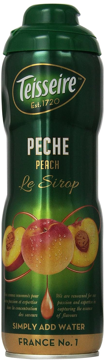Teisseire Peach Syrup 20.3 fl oz for flavoring tea, for sodas and more. French import, Peach