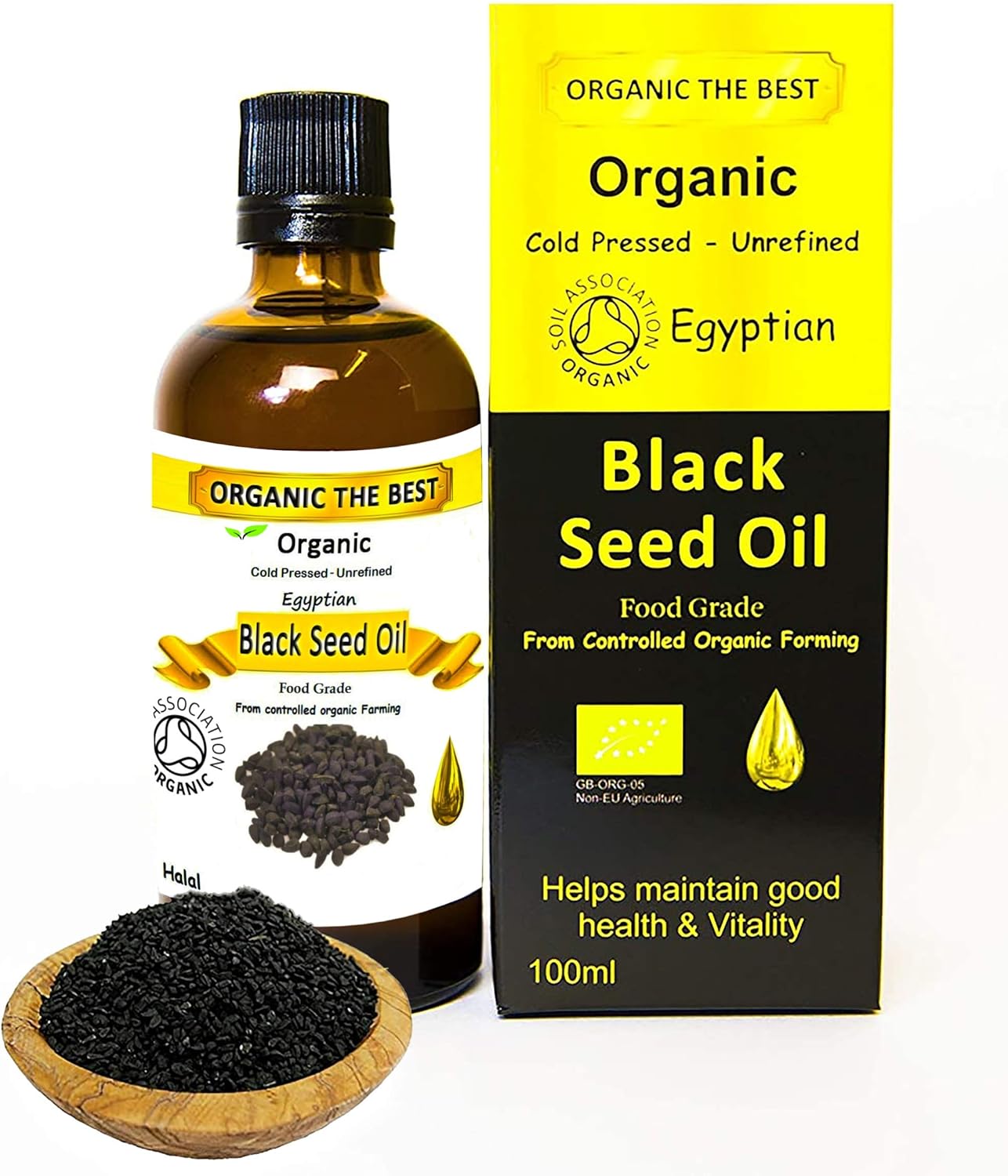 Organic Egyptian Black Cumin Seed Oil Cold Pressed Unrefined, Certified Nigella 100 ml (1 Unit)