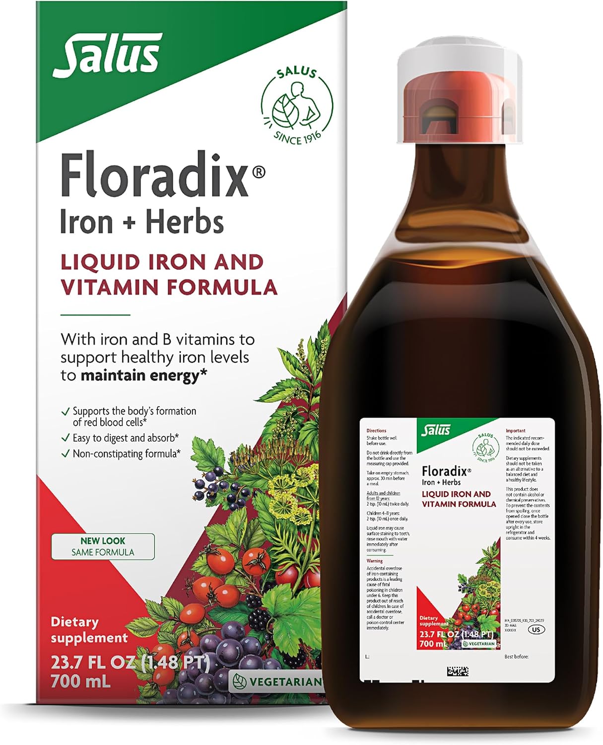 Floradix Iron & Herbs, Herbal Supplement for Men and Women, 23.7 fl oz