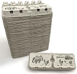 Half Dozen Empty Egg Cartons- Bulk 50 Full Dozen Can Split to 100 Half Dozen Size- Securely Holds 6 or 12 Extra Large Eggs