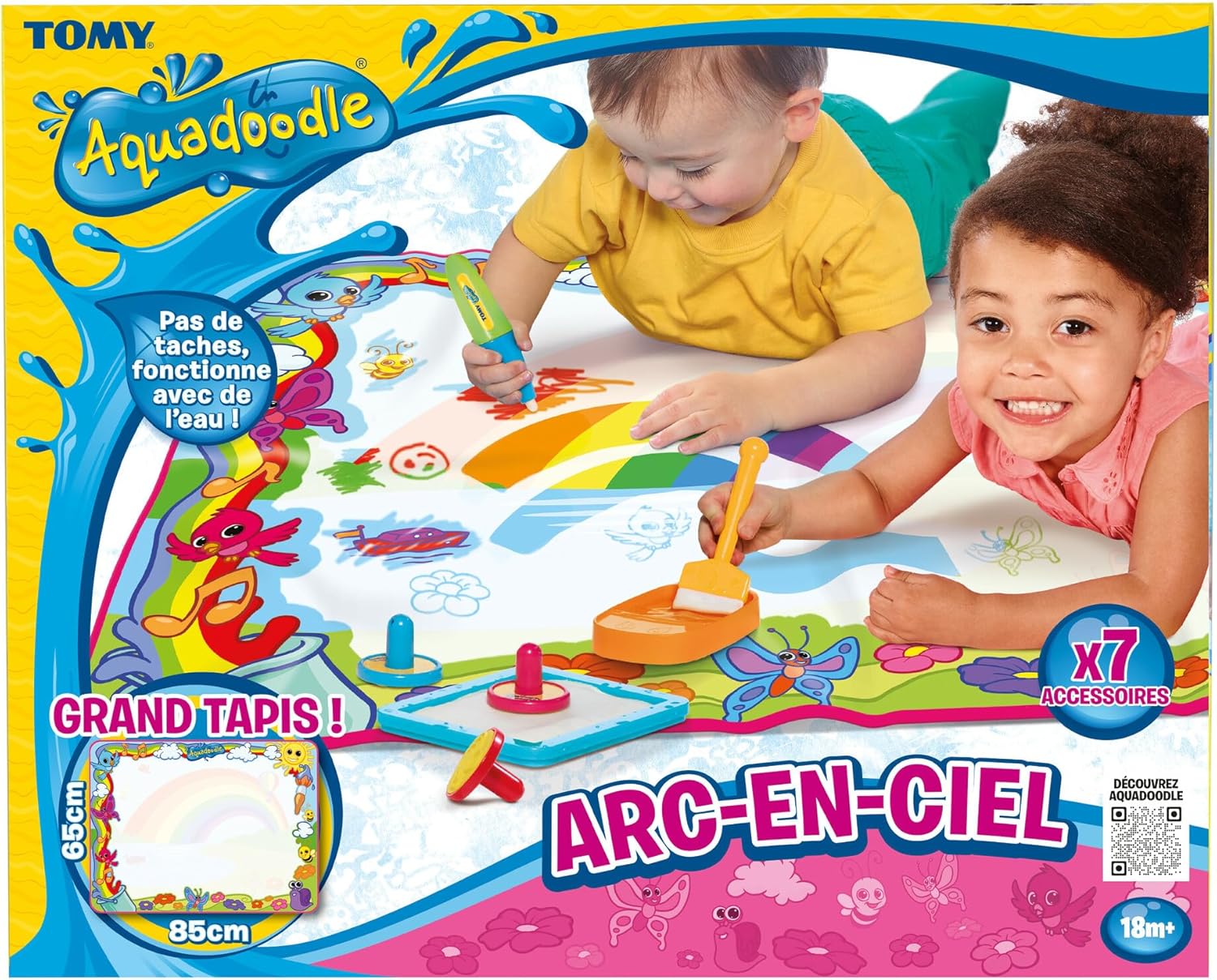 Aquadoodle Super Rainbow Deluxe Large Water Doodle Mat, Official Tomy No Mess Colouring & Drawing Game, Suitable Toddlers and Children,18 Months+