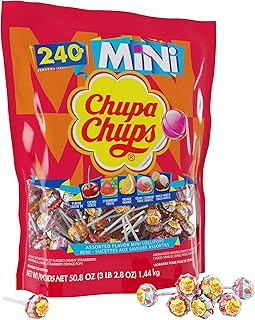 Chupa Chups Mini Lollipop Halloween Trick or Treat Candy Variety Assortment, 5 Flavors, Individually Wrapped Bulk Candy for Adults & Kids, 50.8 oz Bag (240 Suckers)