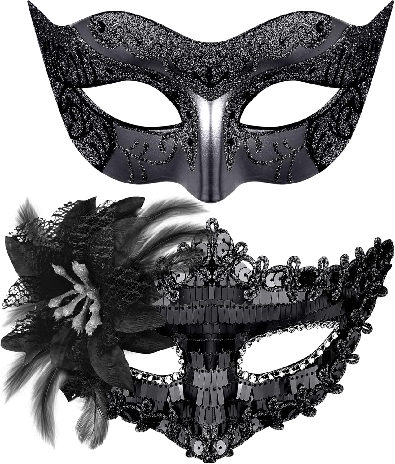 SIQUK Couple Masquerade Masks Set Venetian Party Mask Costume Mask