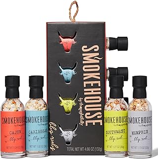 Smokehouse Gift Set by Thoughtfully, Vegan and Vegetarian Barbecue Rubs, Flavors Include Cajun, Caribbean, Memphis and Southwest, Set of 4
