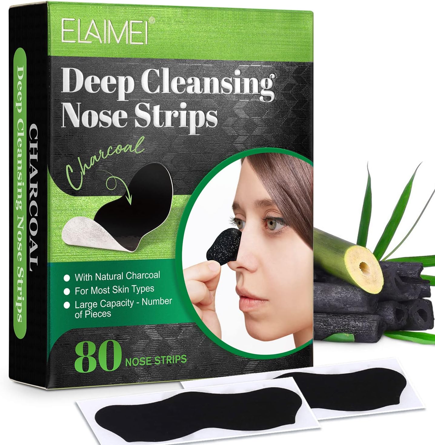 Blackhead Remover Strips For Women and Men,80PCS Nose Strips Blackhead,Remover Pore Strip,Deep Cleansing Nose Strip,Removes Blackheads,Tightens Pores