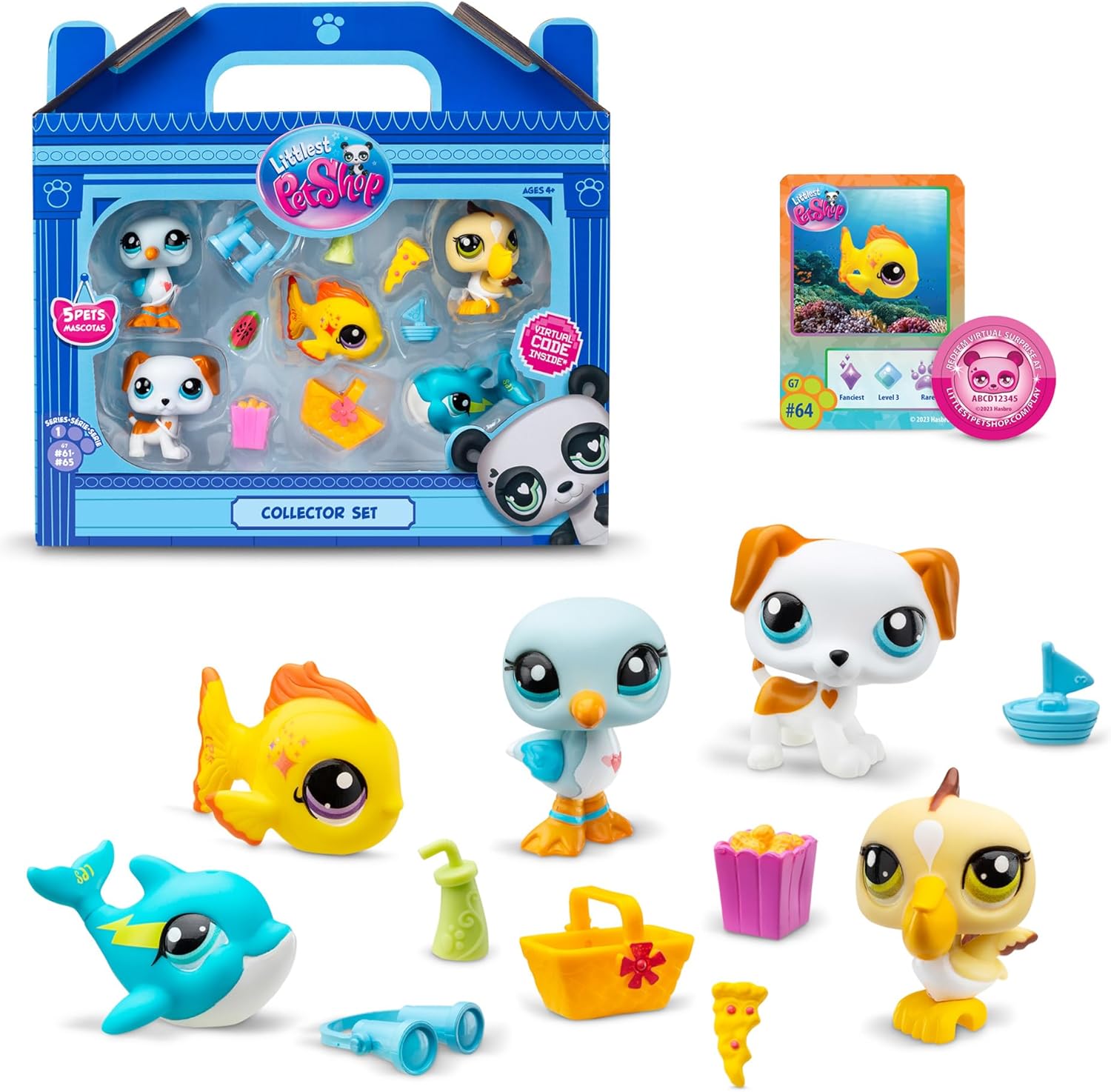 Littlest Pet Shop Collectors 5 Pack Beach Besties, The Pack Contains 5 LPS Mini Pet Toys 7 Accessories 1 Collector Card And 1 Virtual Code, Collectable Toys For Girls And Boys