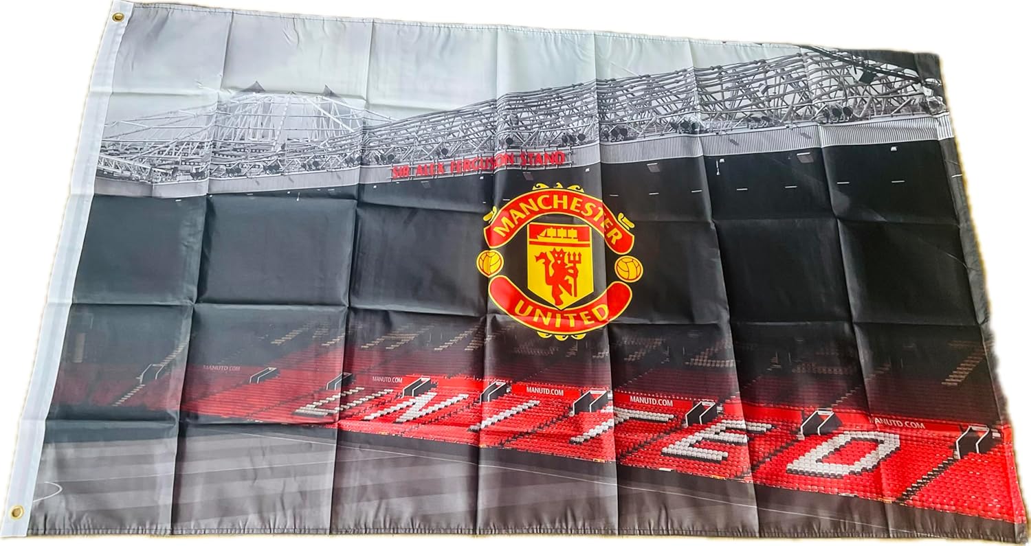 Manchester United FC Old Trafford Flag (91cm x 152cm) (Black/Red/Yellow)