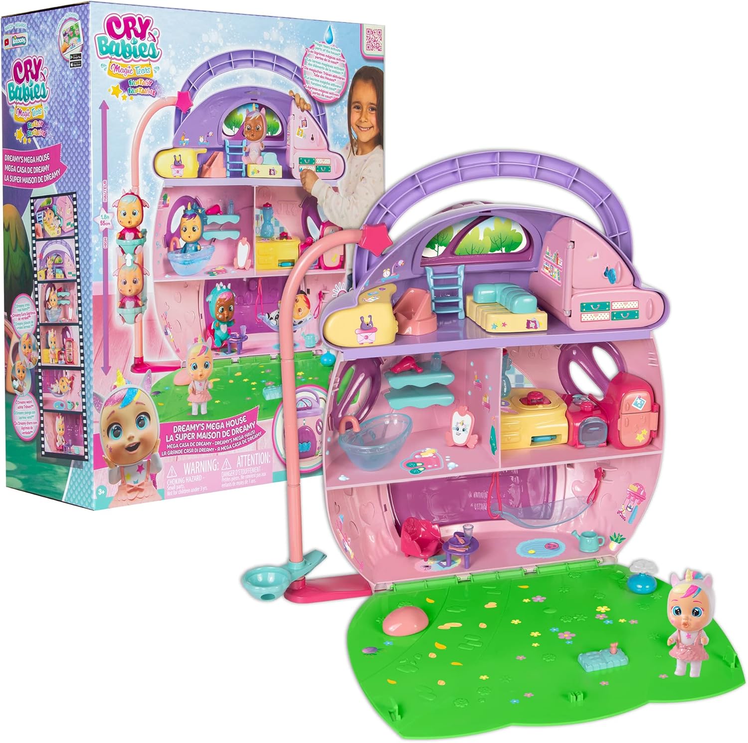 CRY BABIES MAGIC TEARS Dreamy's Mega House, Dreamy character Dolls House with +25 Accessories - Playset toy for Boys and Girls +3 Years