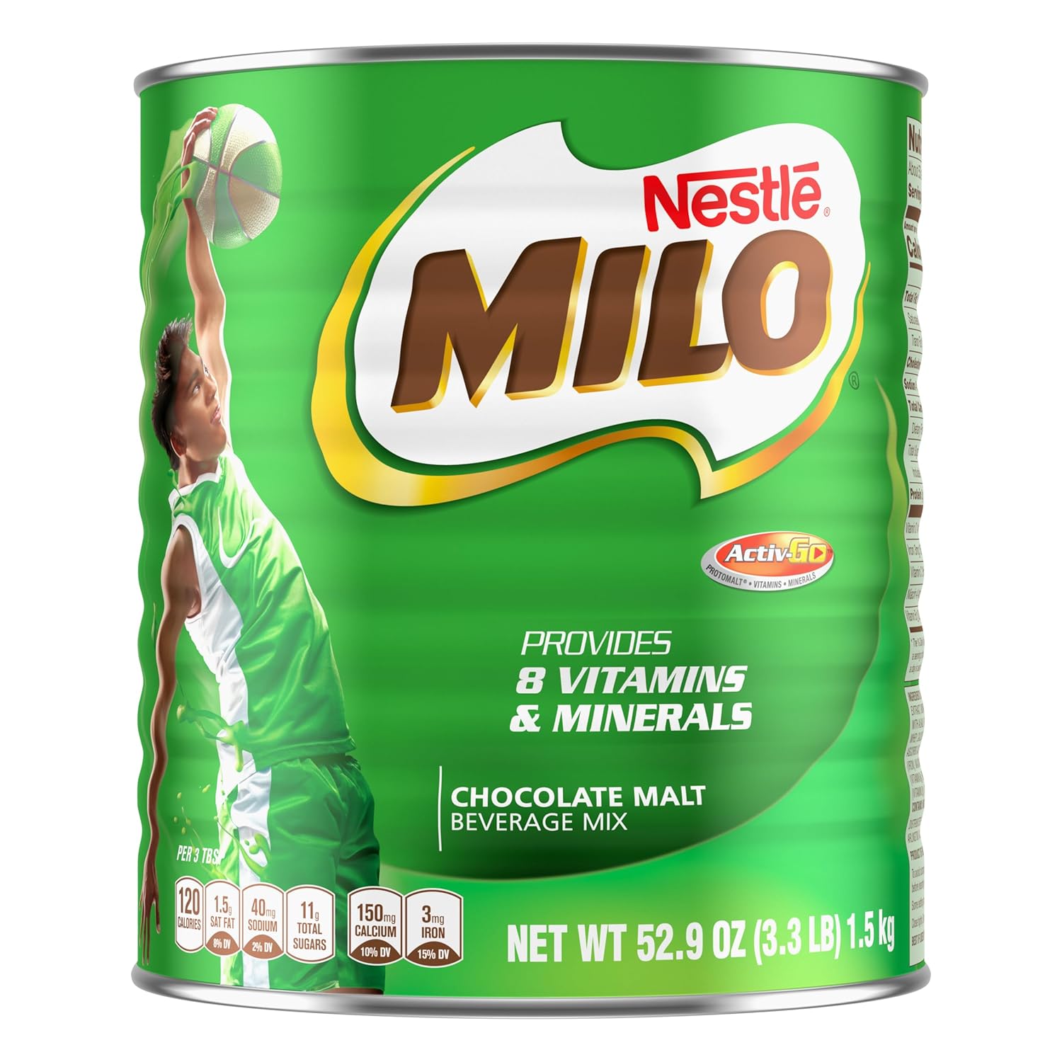 Milo Chocolate Malt Beverage Mix, 3.3 lb Can | Chocolate malt powder drink mix; mix with milk; 3.3 lb (1.5 kg) can