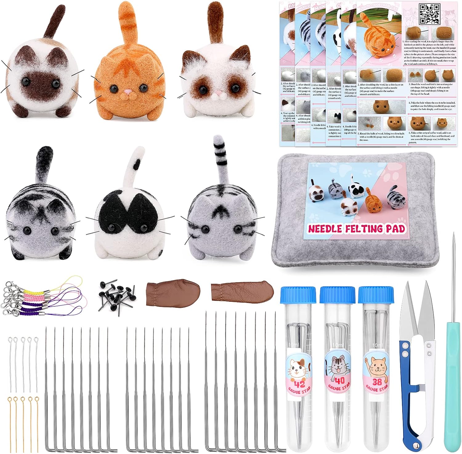 Needle Felting Starter Kit, Wool Roving Set and Needle Felting Tool, Wool Felting Doll Making Needle Felting Kit, Needle Felting Supplies for Beginners DIY Felting Craft Project