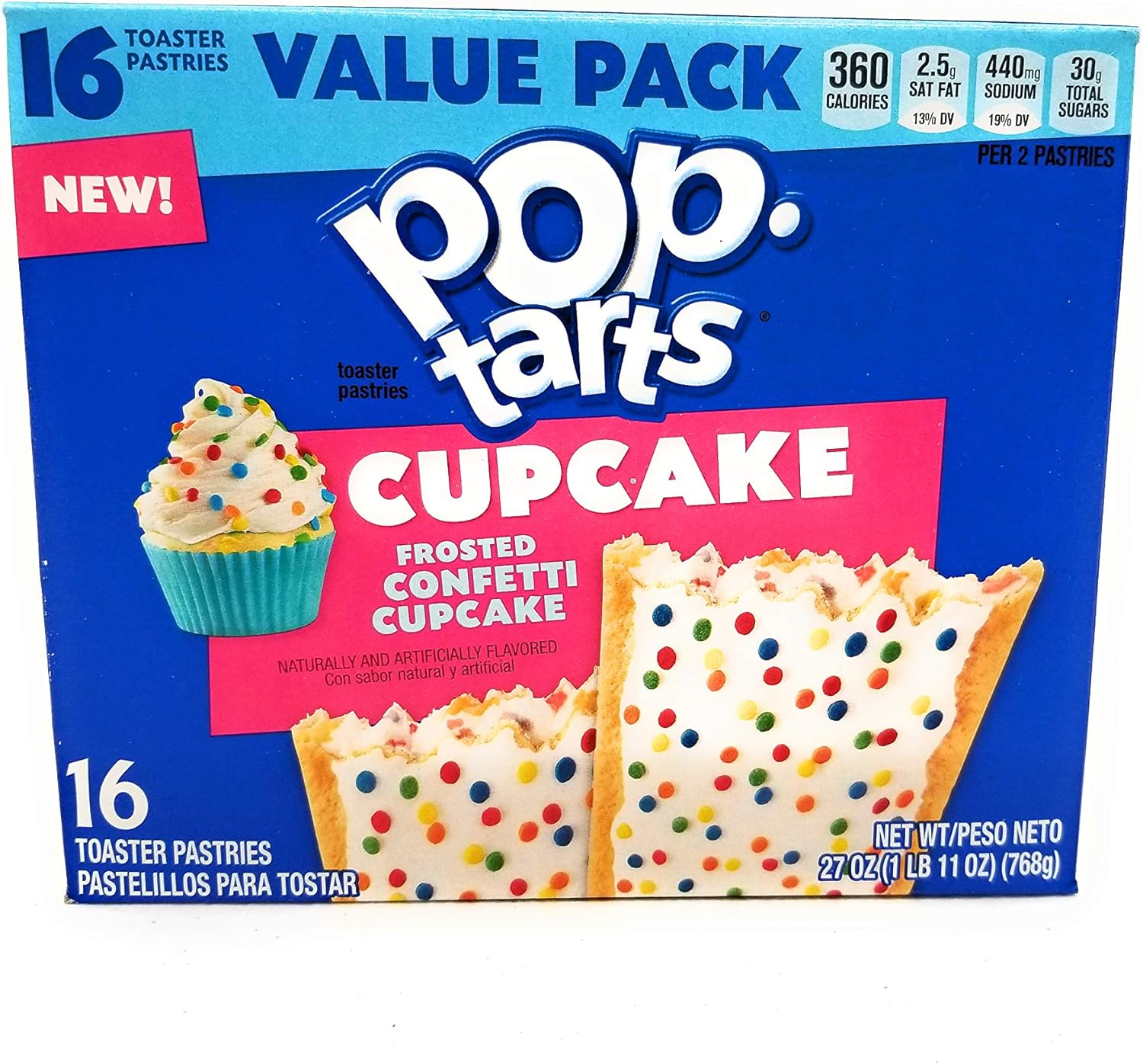 Pop-Tarts Cupcake Flavor 16 Count. Frosted Confetti. 27 oz. (786 g)