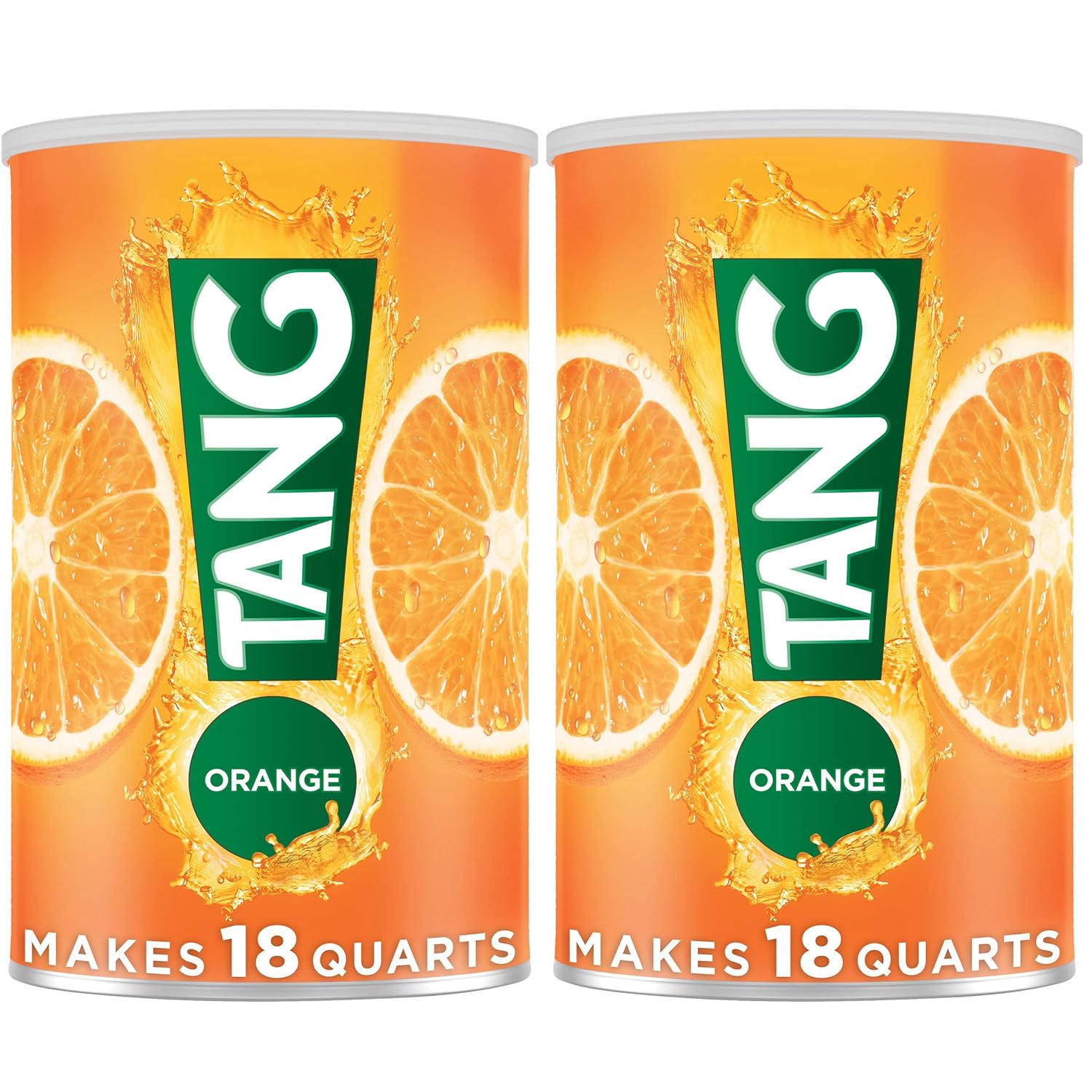 Tang Orange Naturally Flavored Powdered Soft Drink Mix, 2 ct Pack, 58.9 oz Canisters