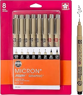 SAKURA Pigma Micron Fineliner Pens - Archival Black Ink Pens - Pens for Writing or Drawing - Holiday Gifts for Artists, Crafters & DIY Gifts Projects - Assorted Point Sizes - 8 Count