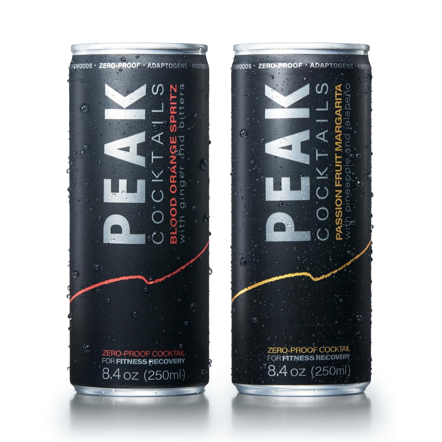 Peak Cocktails - Non-Alcoholic Fitness Drink | Adaptogens, Nootropics, Superfoods for Exercise Recovery, Relaxation, & Sleep | Ashwaganda, Tart Cherry, Curcumin, L-Theanine | 8.4 ounce (Variety Pack,