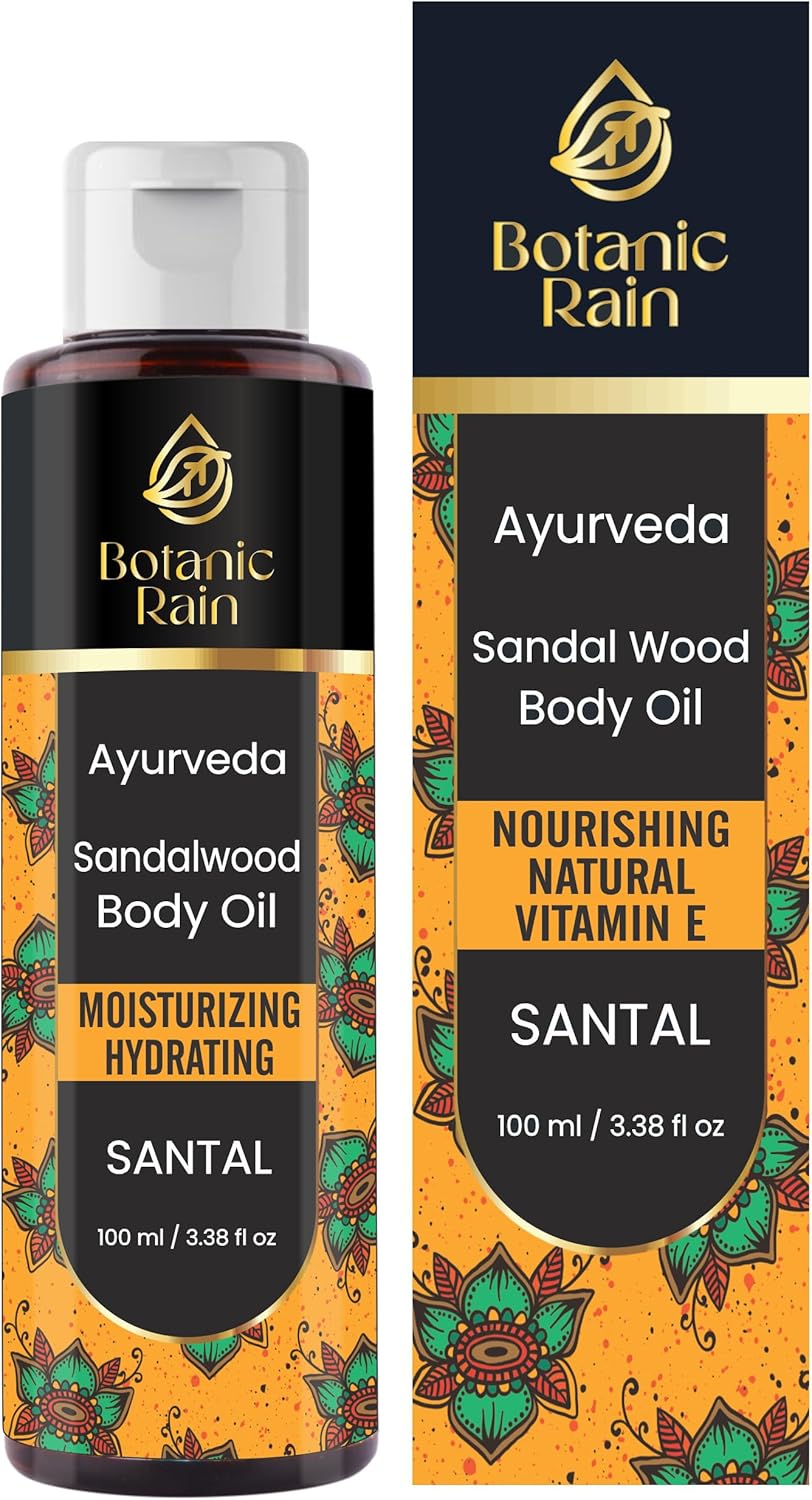 Ayurveda Sandalwood Body Oil, Moisturizing & Hydrating Organic Vitamin E Oil, Body Oils For Women After Shower, Ayurveda Products For Saggy Skin - 100 ml