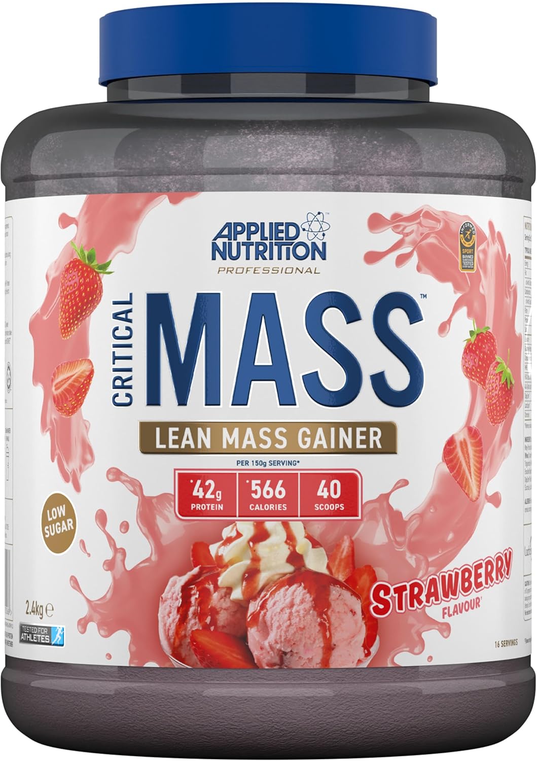 Applied Nutrition Critical Mass Professional - Weight Gain Protein Powder, High Calorie Weight Gainer, Lean Mass (2.4kg - 16 Servings) (Strawberry)