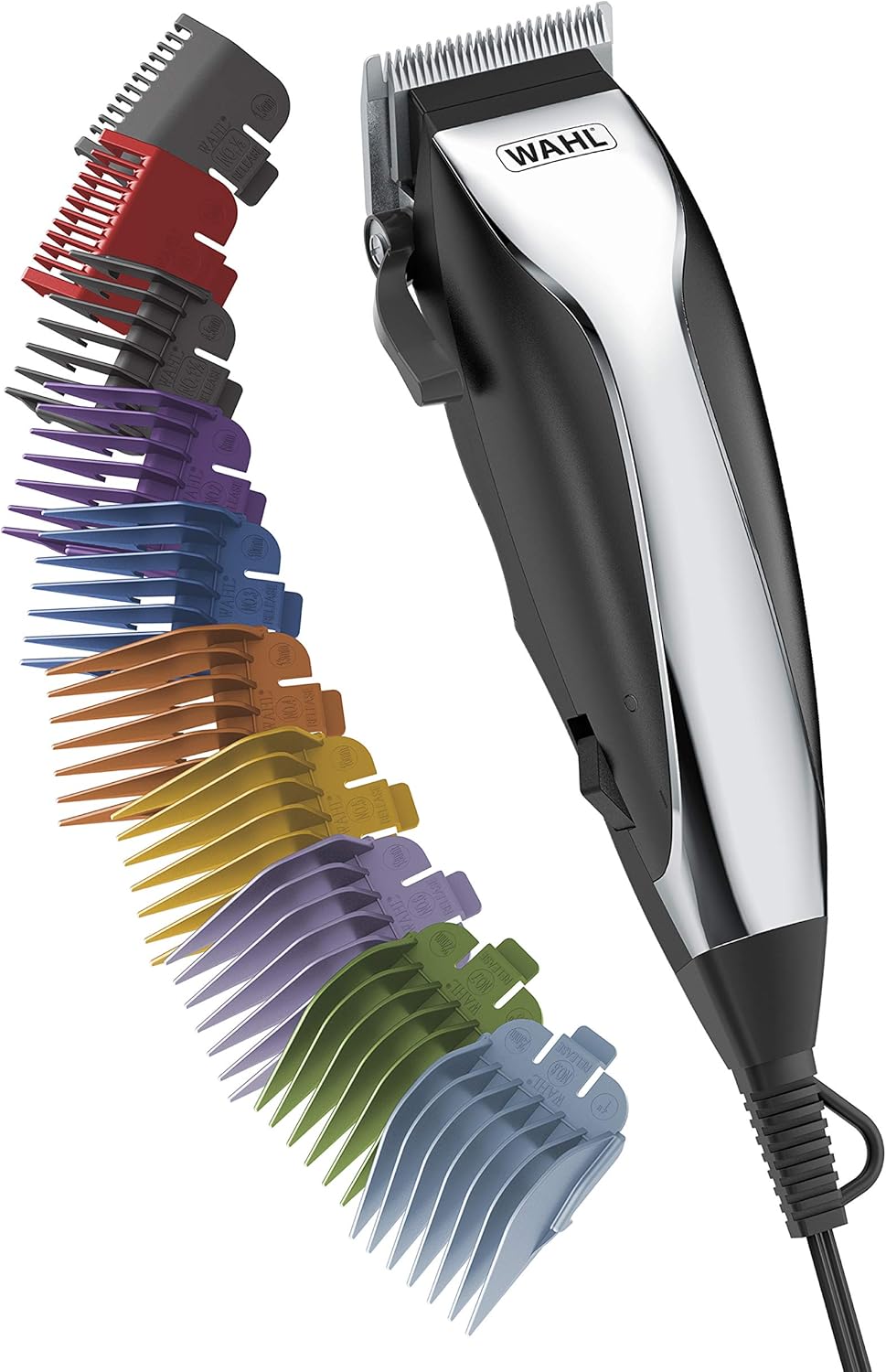 Wahl Home Haircutting Corded Clipper Kit with Adjustable Taper Lever, and 10 Color Coded Guards for Easy Clipping & Trimming - Model 79722