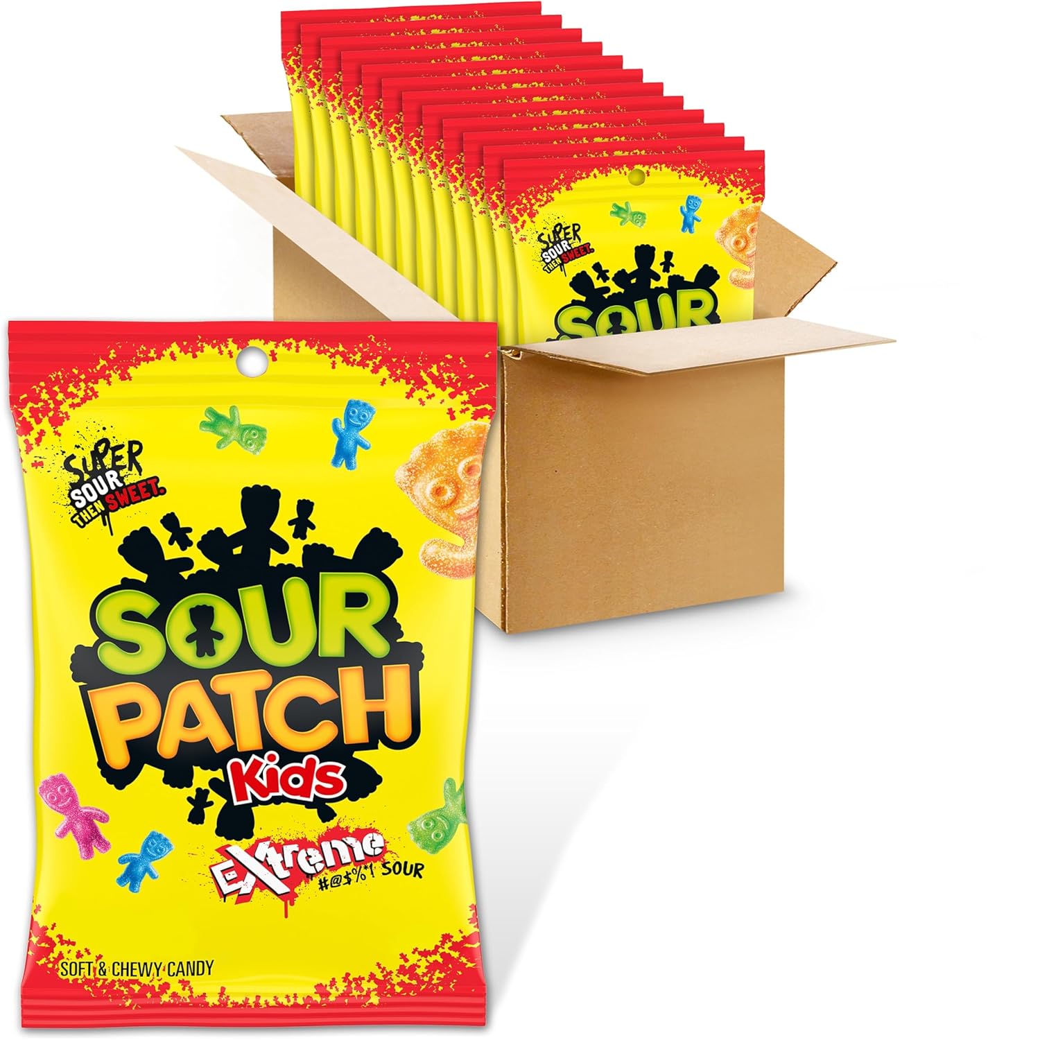 SOUR PATCH KIDS Extreme Sour Soft & Chewy Candy, Bulk Candy, 12 - 7.2 oz Bags