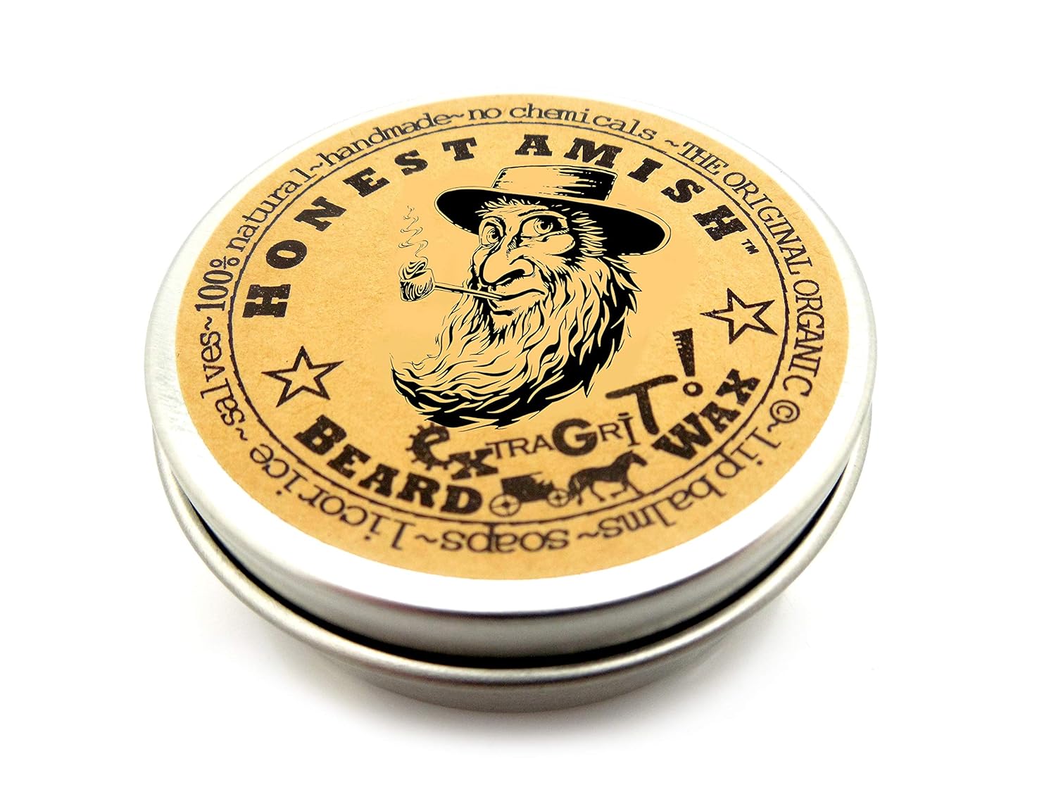 Honest Amish Extra Grit Beard Wax - Natural and Organic - Hair Paste and Hair Control Wax - 2 ounce
