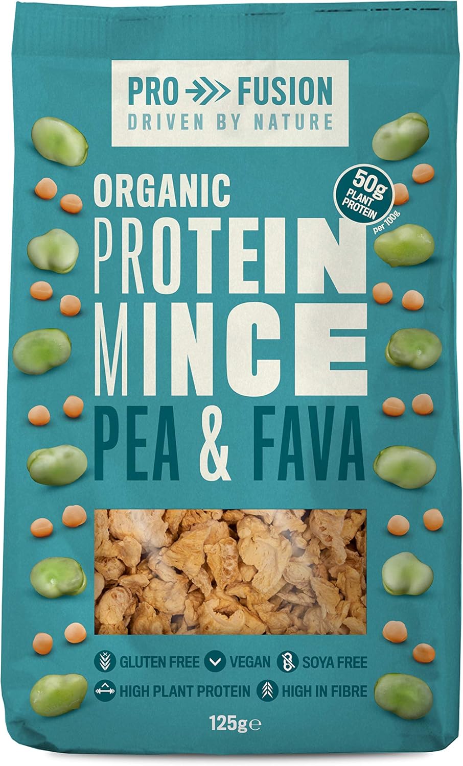 Profusion Organic Vegan Pea and Fava Protein Mince, 125g - High Protein & Gluten-Free - Soya-Free Meat Substitute