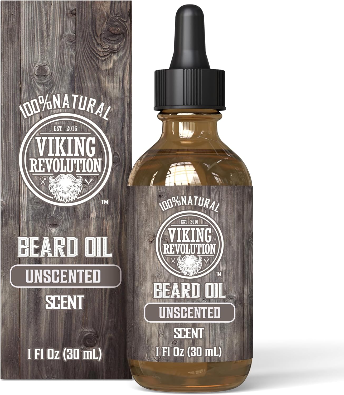 Viking Revolution - Beard Oil - All Natural Variety Beard Oil For Men With Argan & Jojoba Oils - Softens, Smooths & Strengthens - Gifts For Men - Unscented - 30 ml