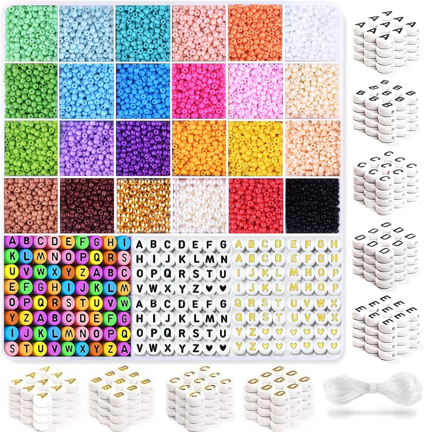 10680pcs 3mm Glass Seed Beads for Bracelets Making & Jewelry Making - 27 Color DIY Bead Kit