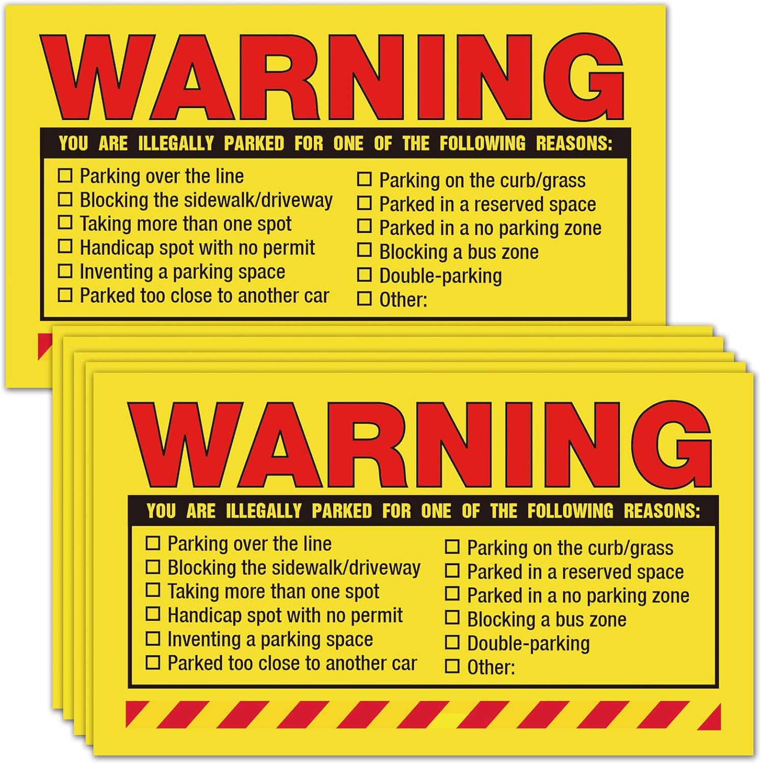 Warning, You are Illegally Parked Parking Violation Stickers-Private Parking Violation Stickers Hard to Remove-50 Pcs Bad Parking Stickers, Tow Warnings Labels for Car Window 5 x9 Inch