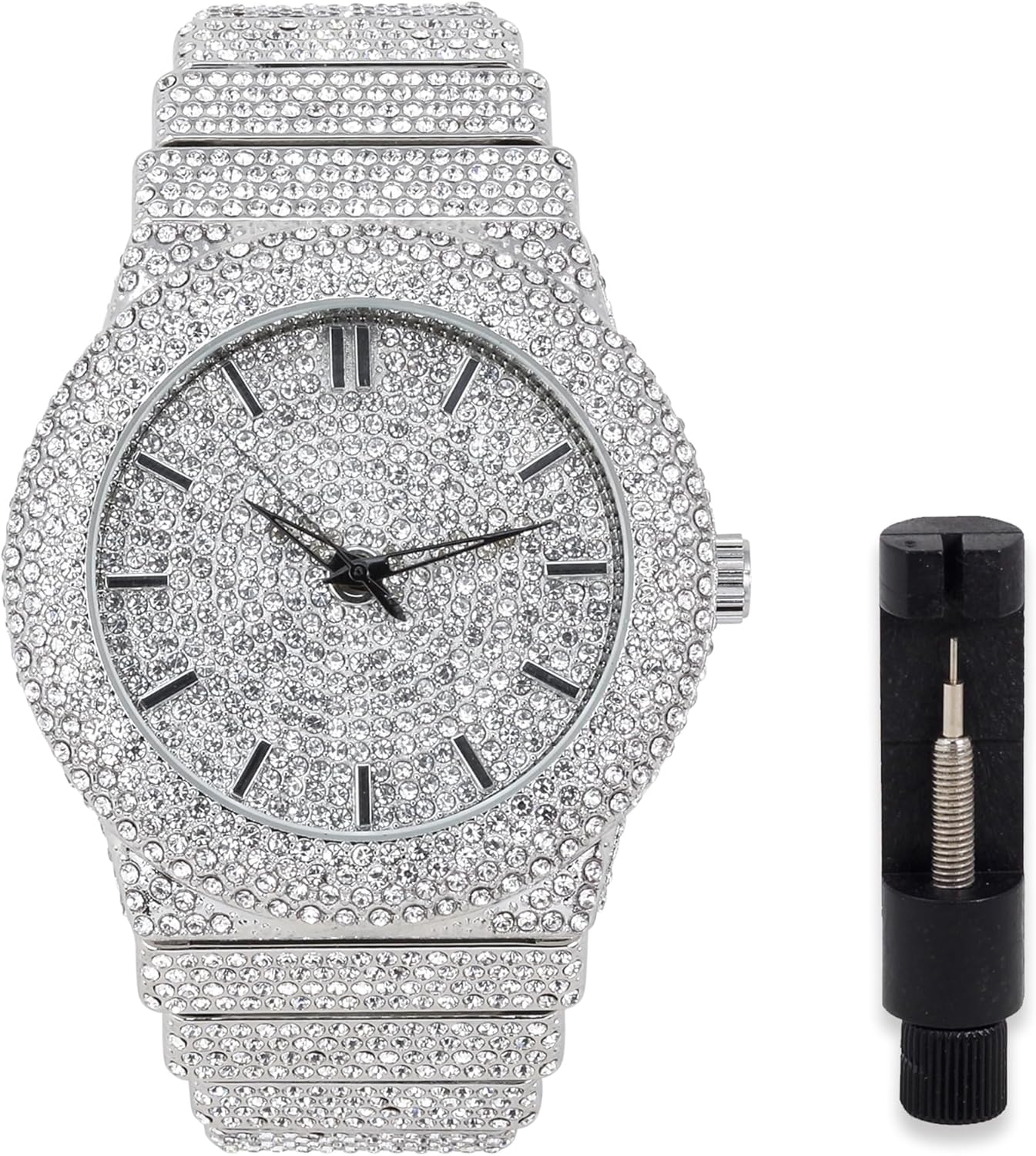Men's Fully Iced Diamond Watch, 46mm Case