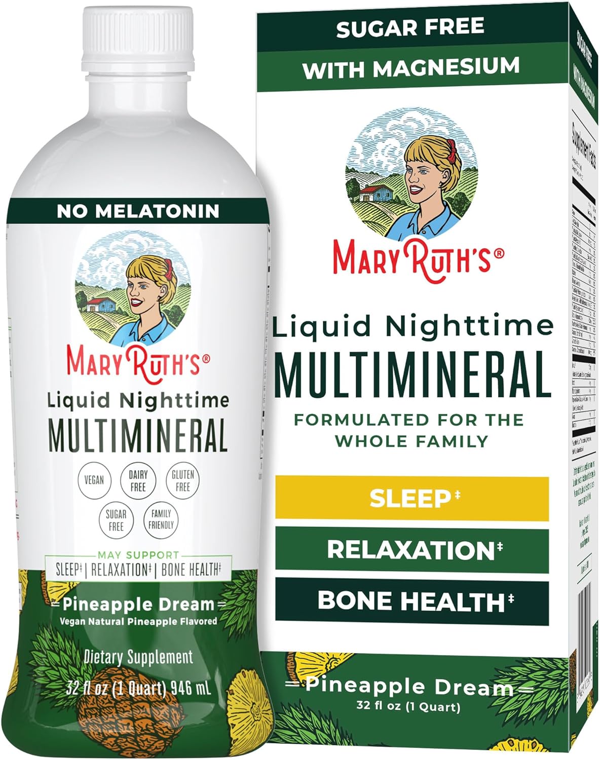 Nighttime Liquid Multimineral Sleep Supplement | Sugar Free | Calm Magnesium Citrate Sleep | NO Melatonin | Calcium Magnesium Zinc | Available in 4 Flavors | Vegan | 32 Servings