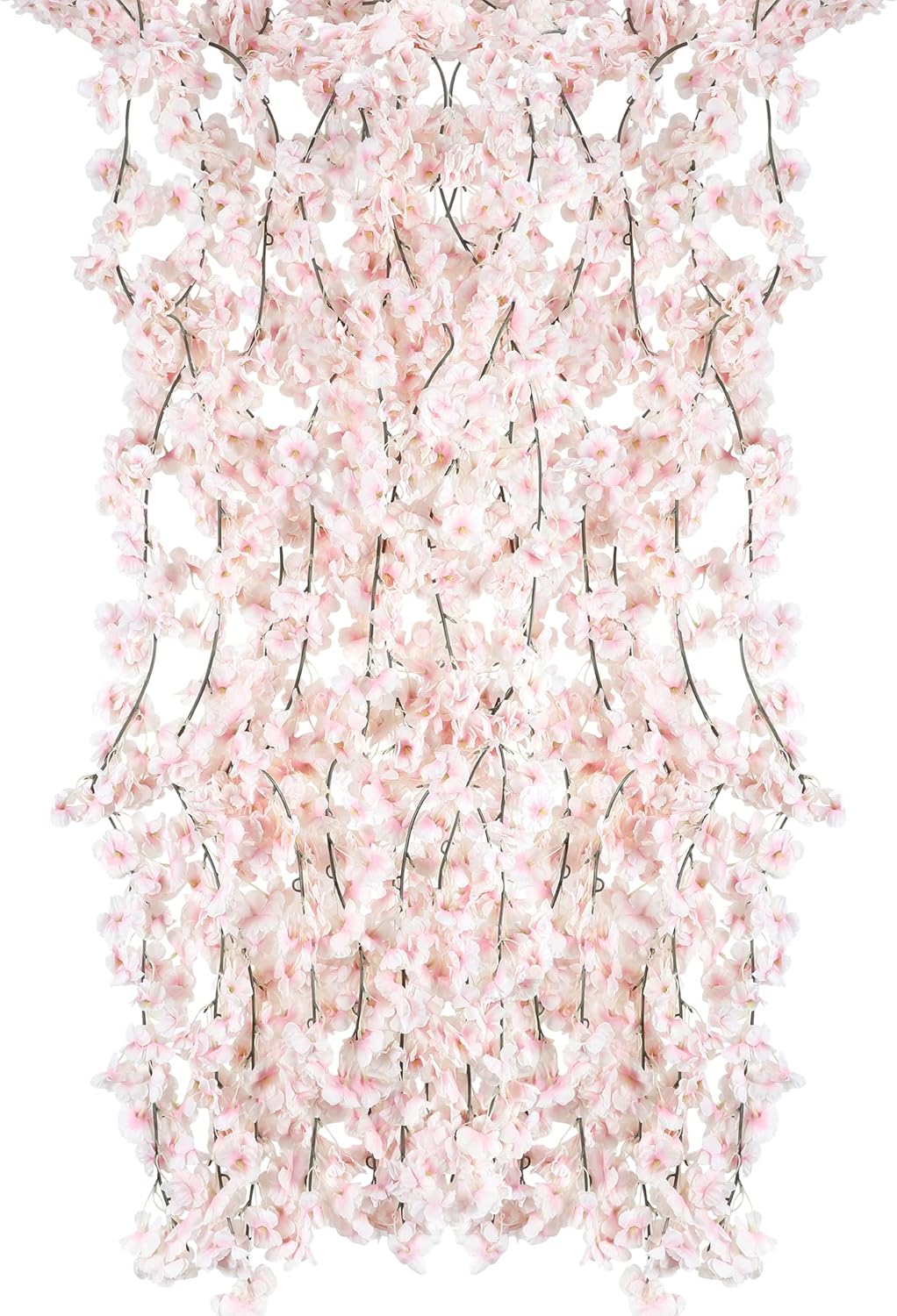 Homcomodar 2 Pack Artificial Silk Cherry Blossom Hanging Vine Garland for Wedding Home Garden Party Decor (Pink)