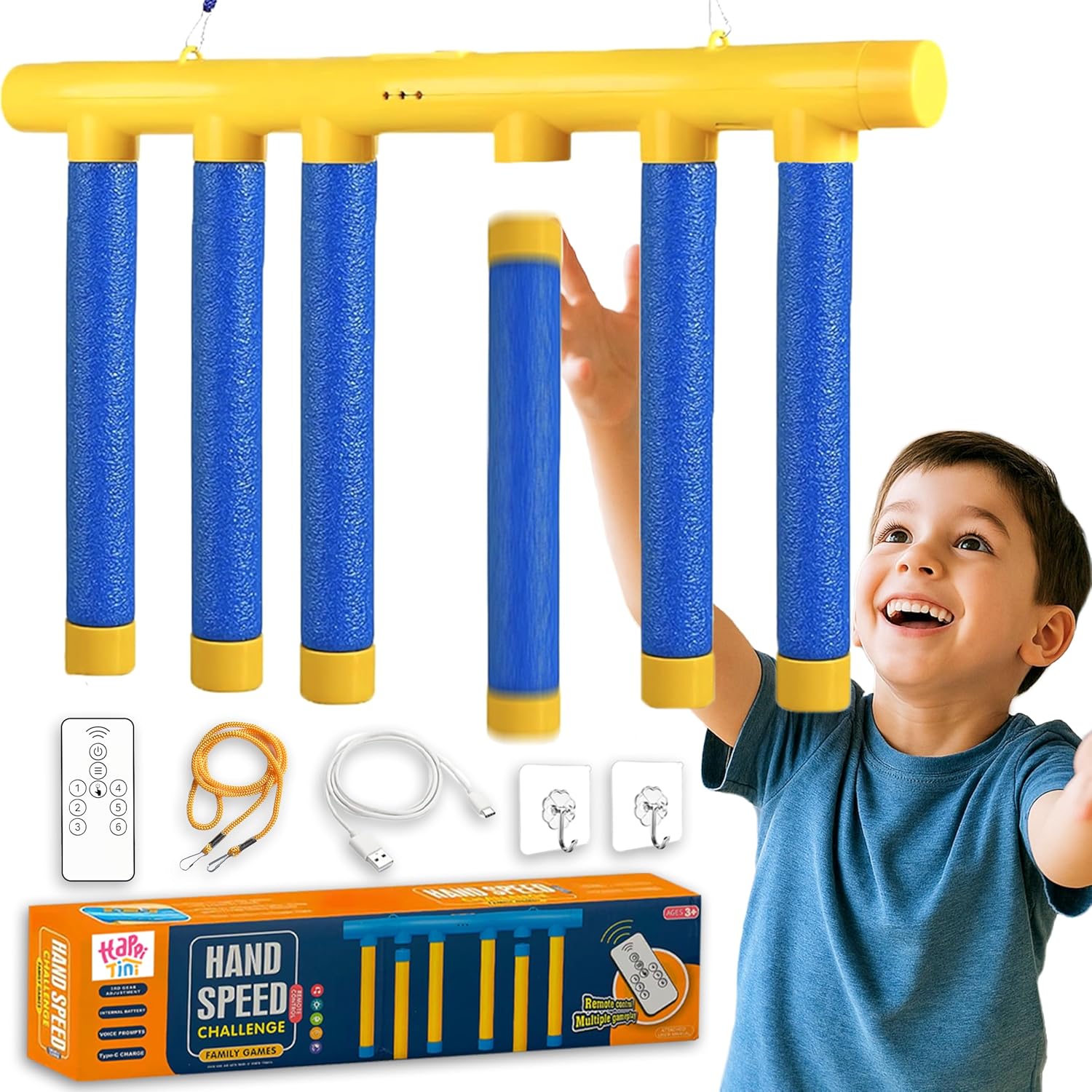 Reflex Drop Sticks, Reflex Challenge Game for Kids, Hand Eye Coordination Training Equipment Toy for Adults - Reaction Time Training with Upgrade Remote Control, 3 Adjustable Speeds