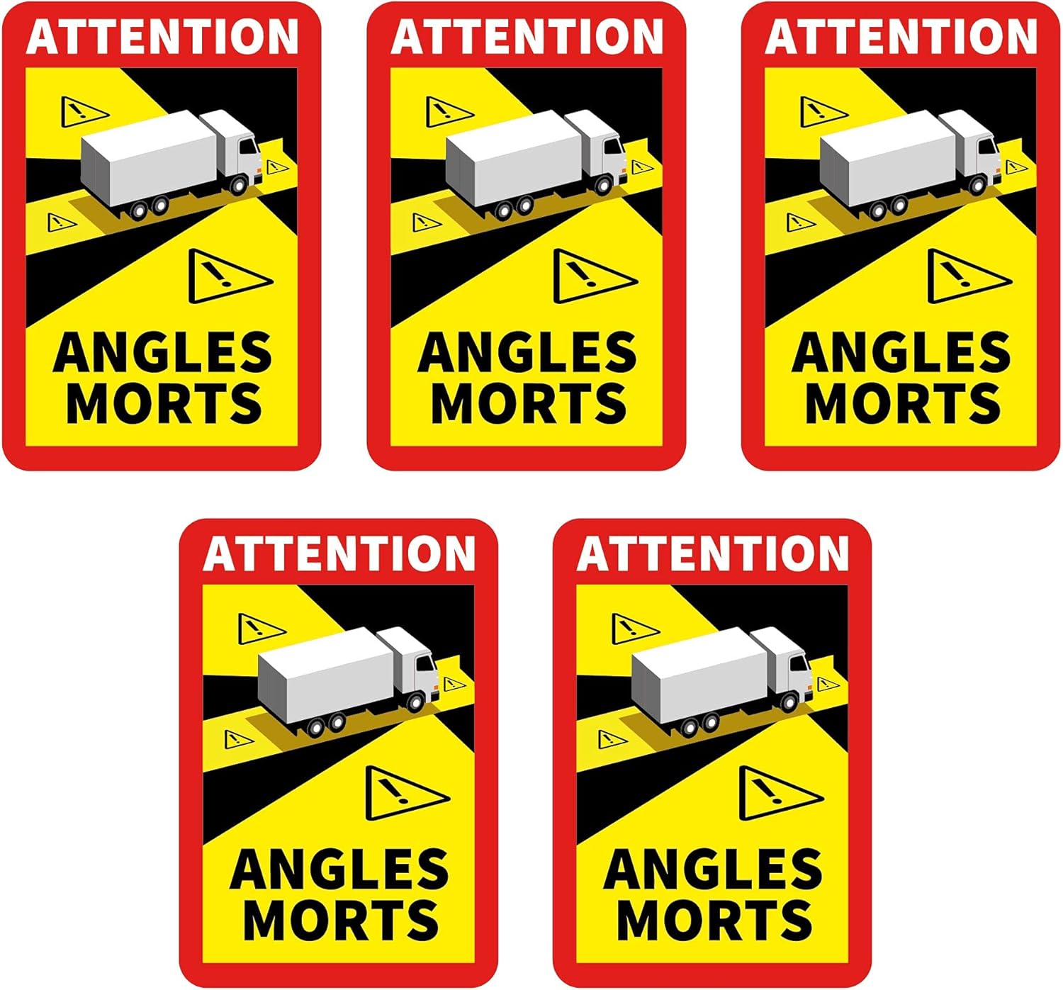 MDlabels Pack of 5 Angles Morts for Trucks, Buses and Caravans 25 x 17 cm Sticker Sign France with UV Protection Especially for Outdoor Use