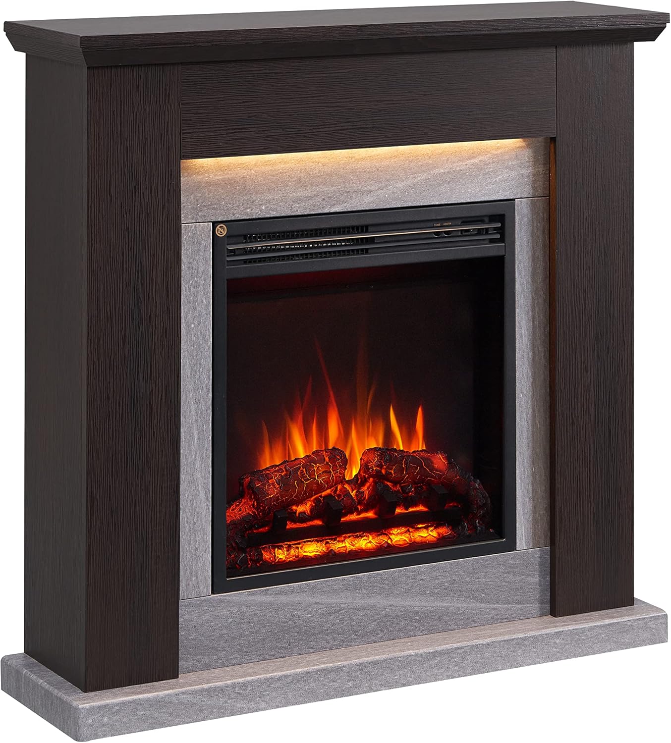 FLAMME Stratford Fireplace with 35" surround with 2kW Fireplace Heater Espresso Oak Multiple Colours Available
